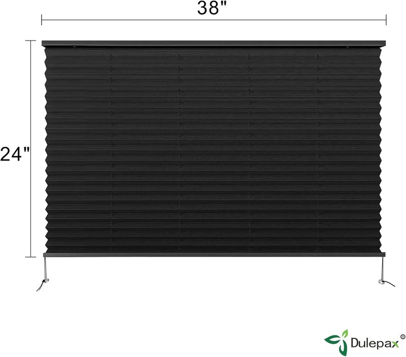 Dulepax RV Blinds - Pleated Shades, 38" W x 24" L Black RV Window Shades for Camper, Travel Trailers, Motorhome's Window - Image 2
